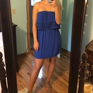 Royal blue strapless dress